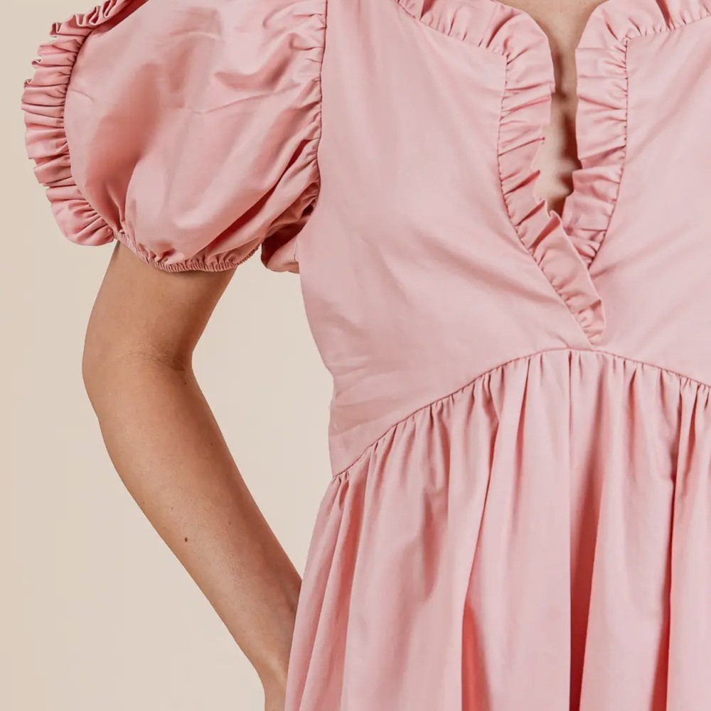 Pink High-Low Ruffle Tiered Dress - Picture 5 of 7